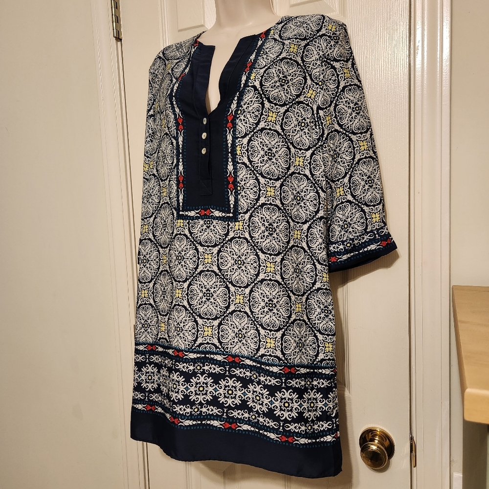 Grace Elements Navy Medallion Print V-Neck 3/4 Sl… - image 2